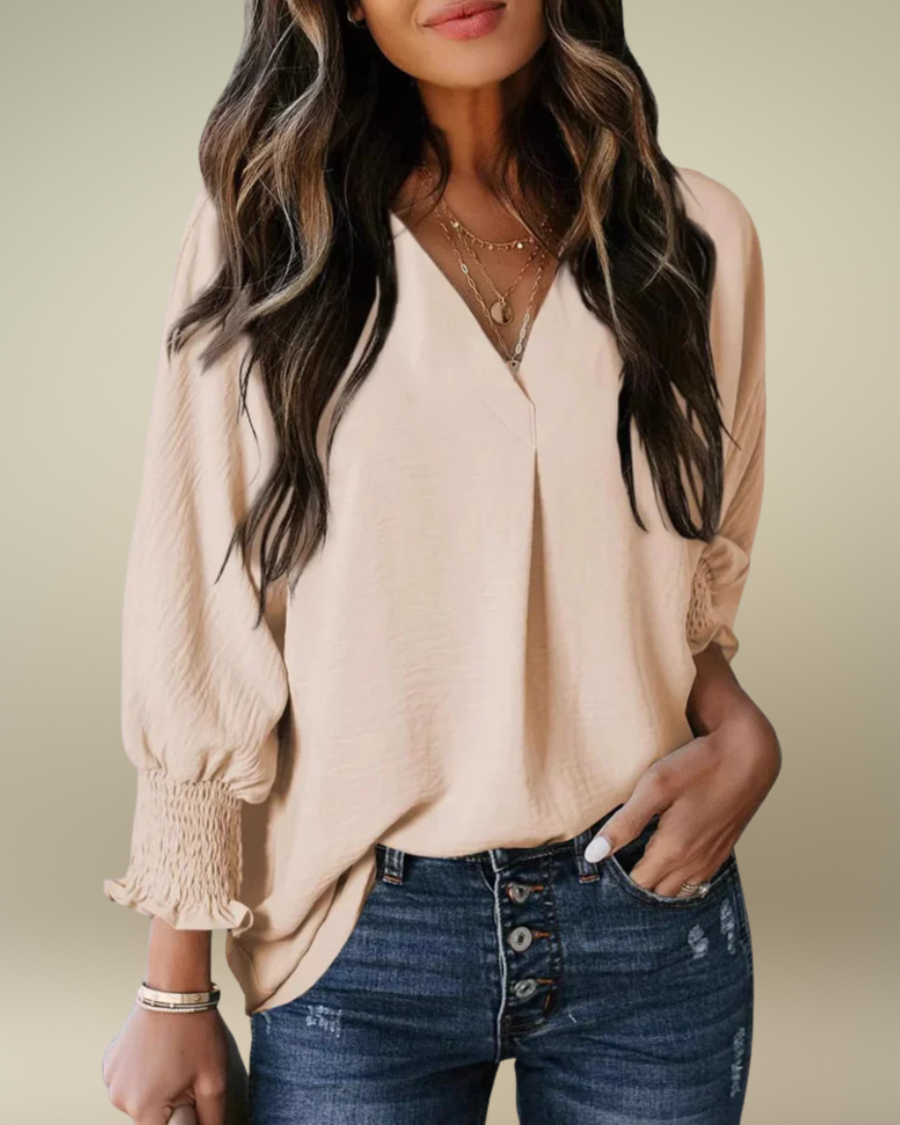 LEILA™ – Classic V-Neck Tunic Blouse