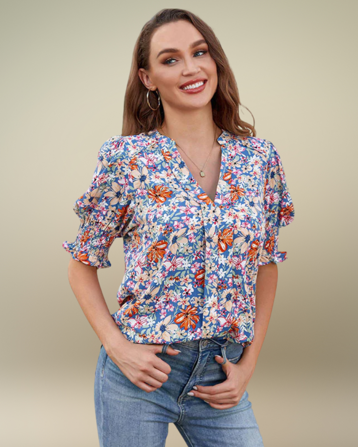 MONICA™ – Chic V-Neck Blouse