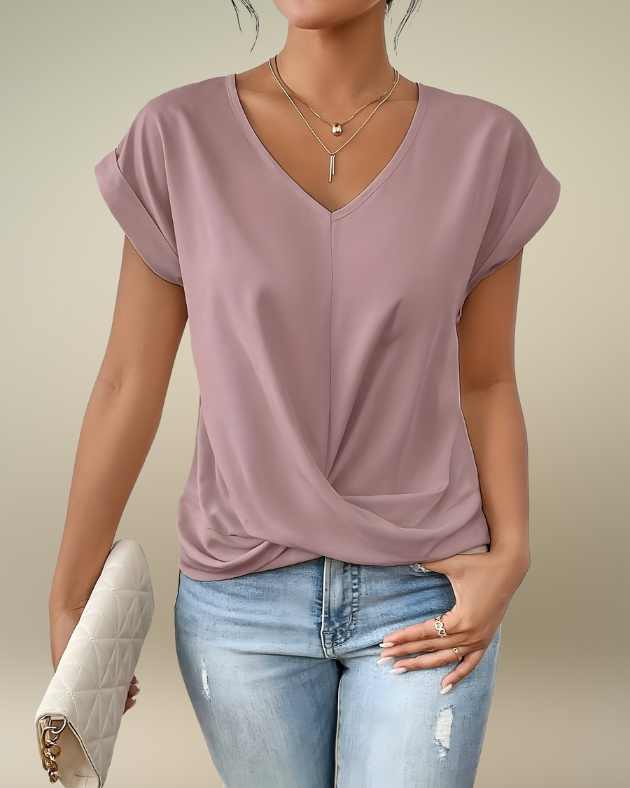 MEIKA™ – Classic Twist Detail V-Neck Top