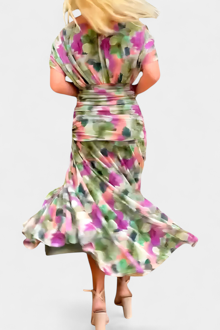 ABIGAIL | LONG FLORAL V-NECK DRESS