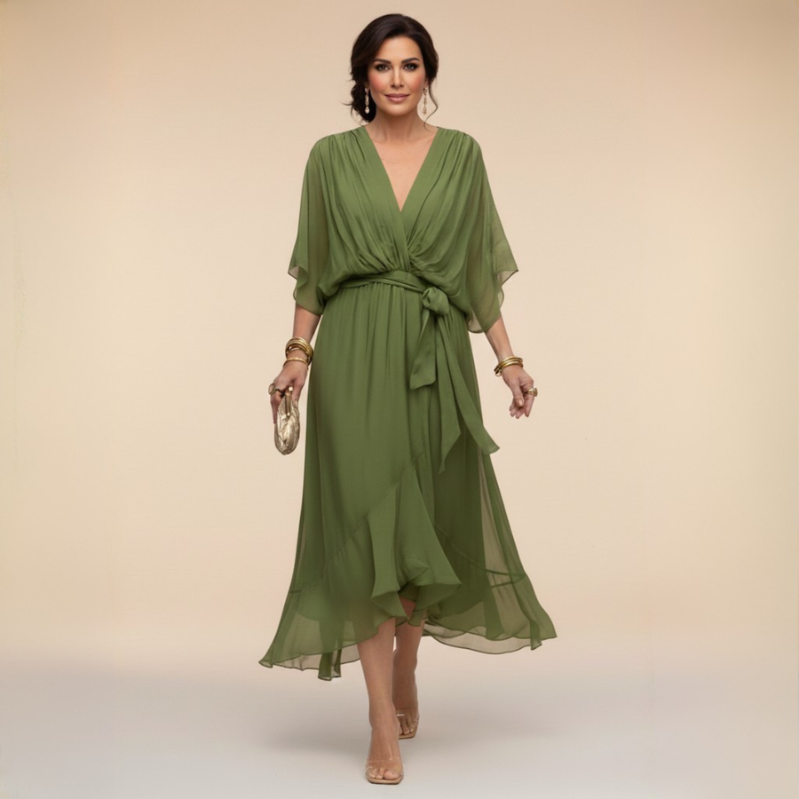 Monica - Chiffon Dress with V-Neck