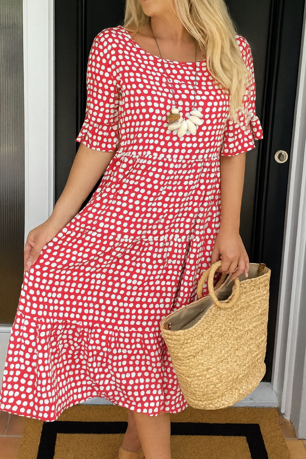 Ella | Short-Sleeve Midi Day Dress