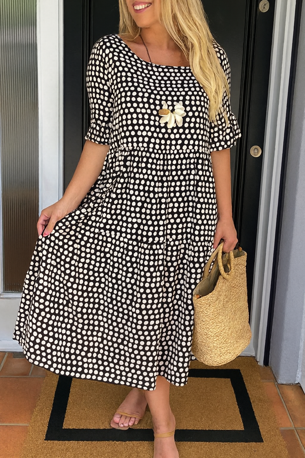 Ella | Short-Sleeve Midi Day Dress