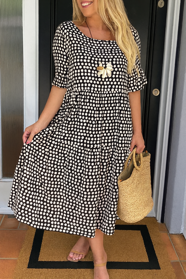 Ella | Short-Sleeve Midi Day Dress
