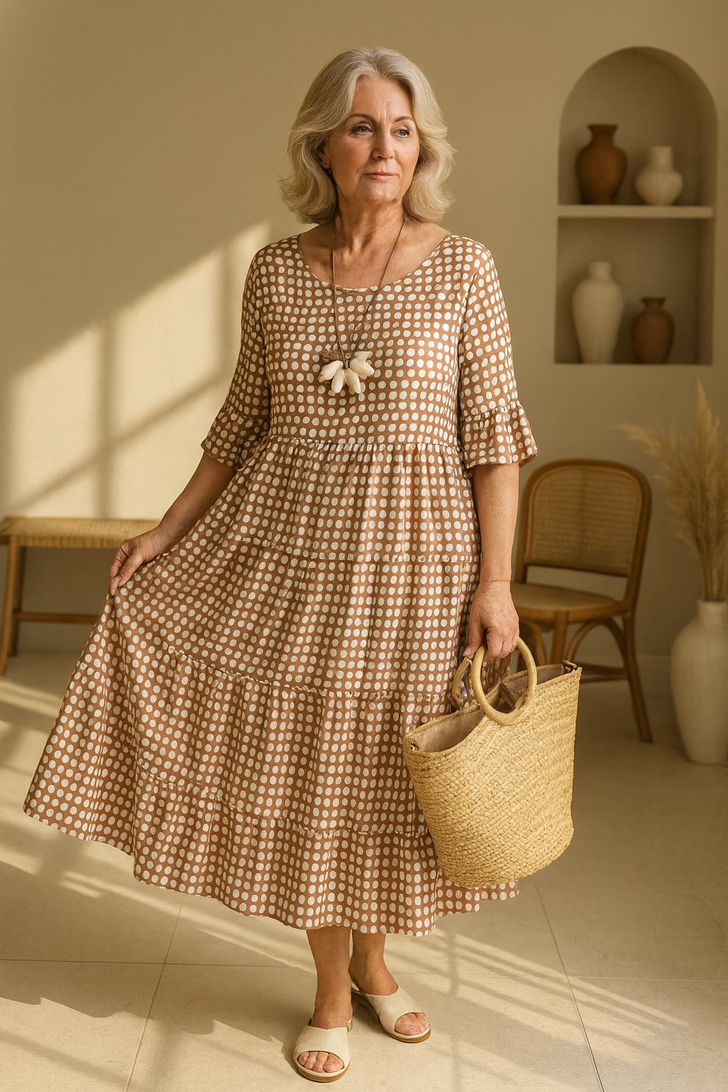 Ella | Short-Sleeve Midi Day Dress