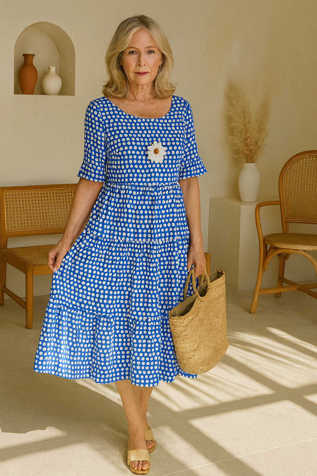 Ella | Short-Sleeve Midi Day Dress