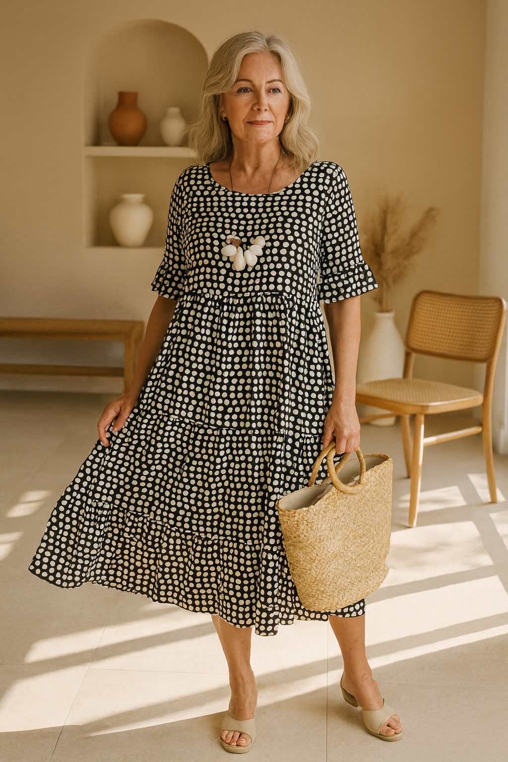 Ella | Short-Sleeve Midi Day Dress