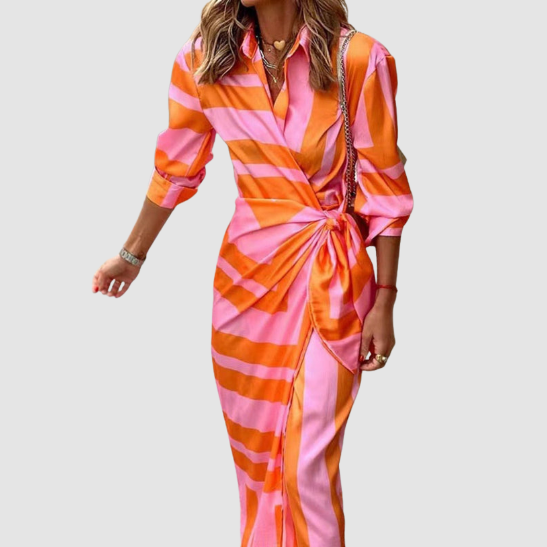 Eloria Striped Elegance Dress