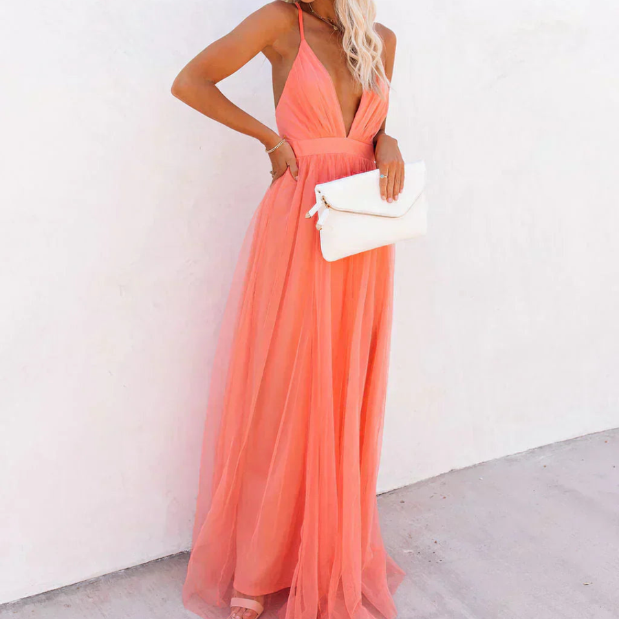 DELACROIX | Coral Light Maxi Dress