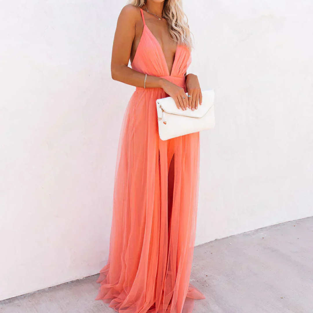 DELACROIX | Coral Light Maxi Dress