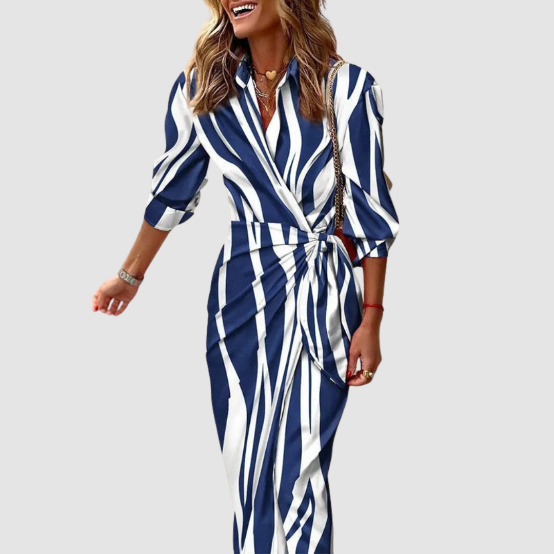 Eloria Striped Elegance Dress