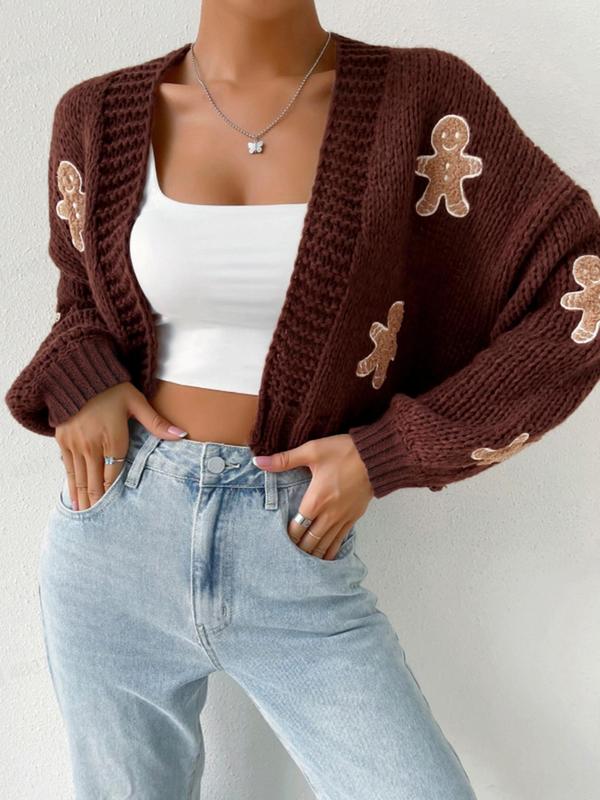 HEIDI™ - Open Front Knit Cardigan with Cartoon Print for Cozy Outfits