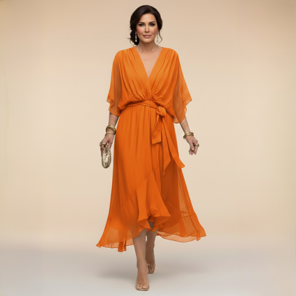 Monica - Chiffon Dress with V-Neck