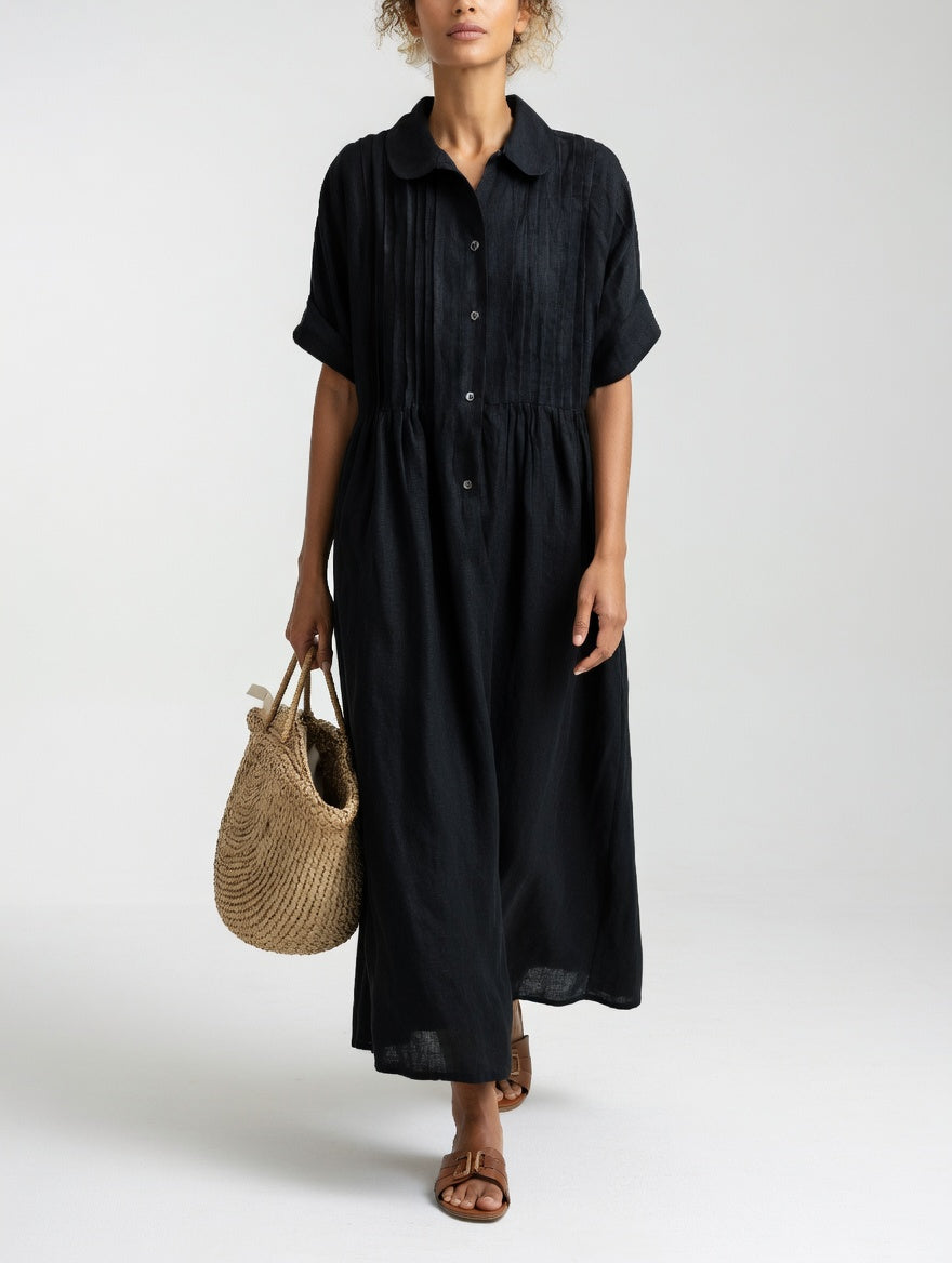 Elara™ | Linen Blend Shirt Dress