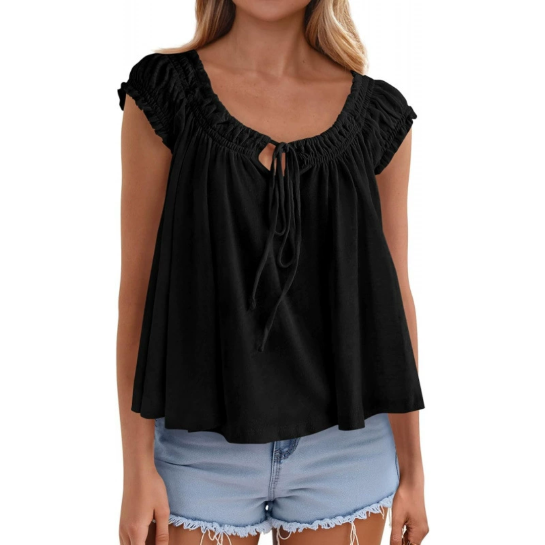 SOLÈNE™ – Flowing Tie-Front Babydoll Tank Top