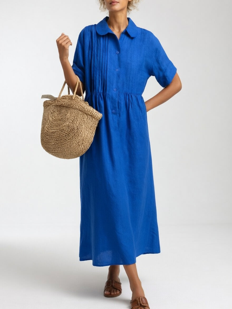 Elara™ | Linen Blend Shirt Dress