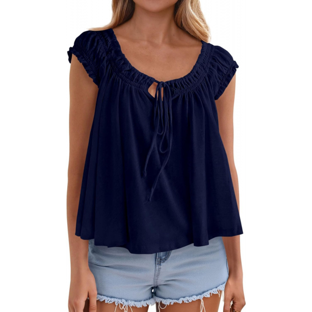 SOLÈNE™ – Flowing Tie-Front Babydoll Tank Top