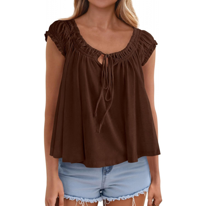 SOLÈNE™ – Flowing Tie-Front Babydoll Tank Top