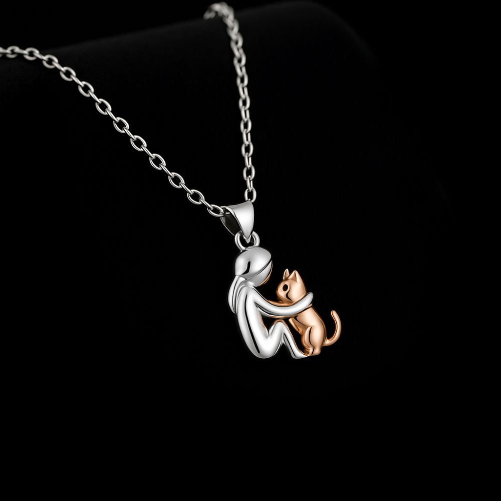 "Forever in Your Heart" Cat Hug Necklace Set + FREE Matching Earrings
