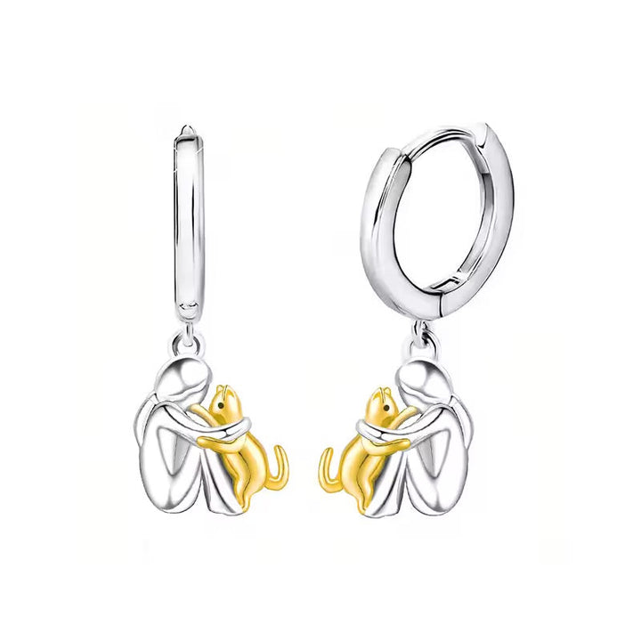 "Forever in Your Heart" Cat Hug Necklace Set + FREE Matching Earrings