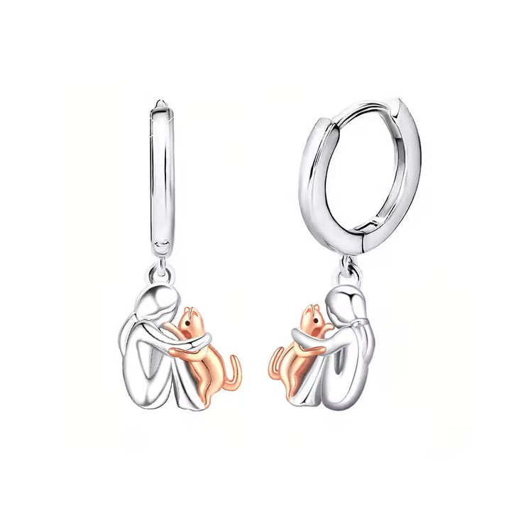 "Forever in Your Heart" Cat Hug Necklace Set + FREE Matching Earrings