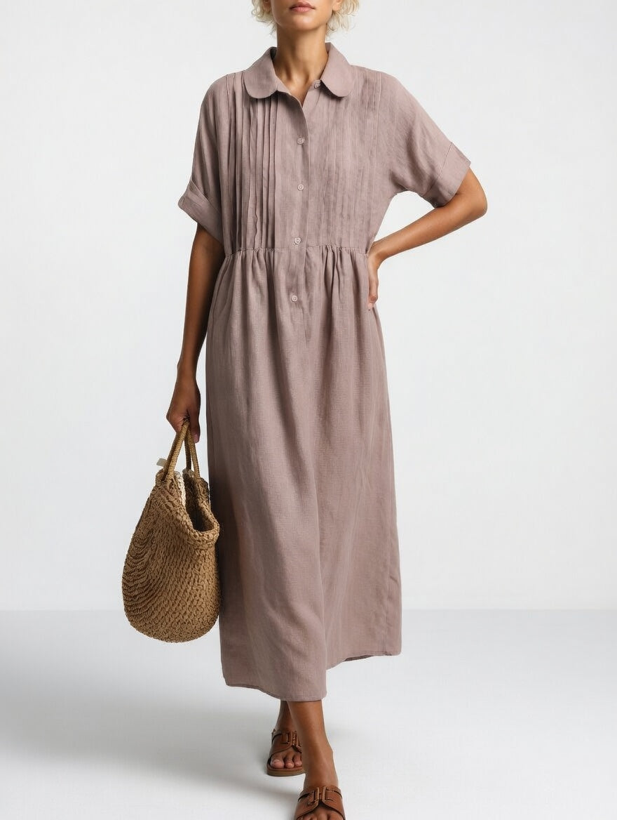Elara™ | Linen Blend Shirt Dress