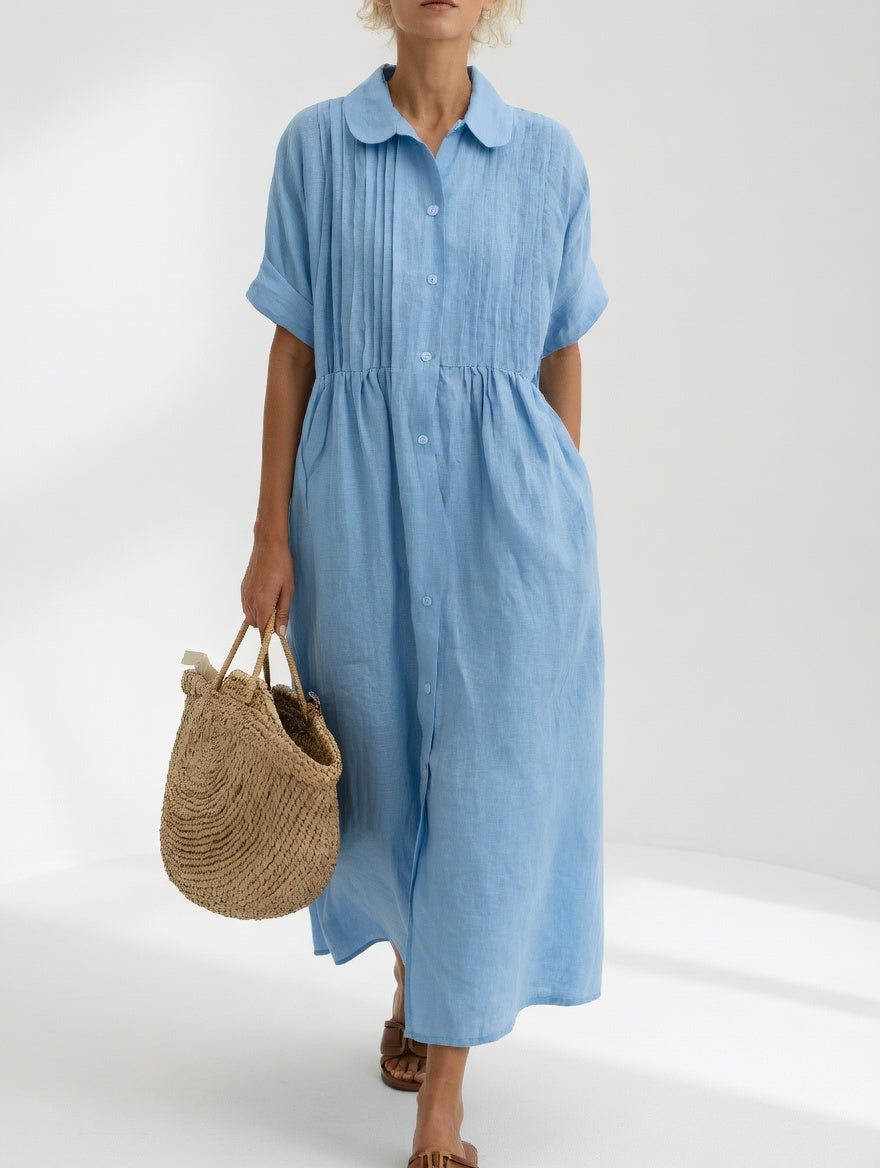 Elara™ | Linen Blend Shirt Dress