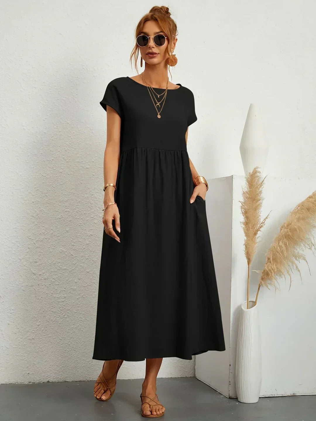 Gabrielle™ — Flowing Midi Dress with Timeless Elegance