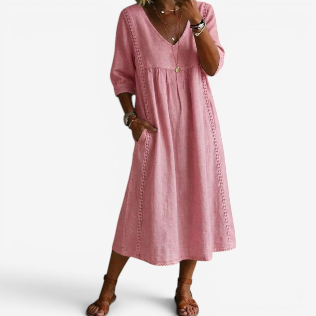 Carolline™ Summer Dress with Embroidery