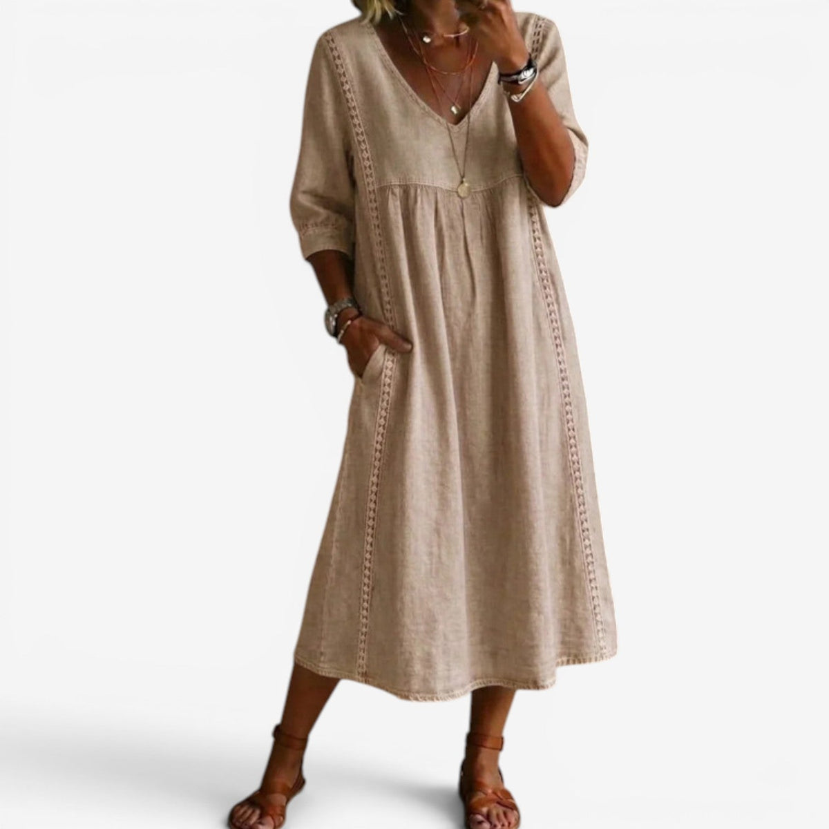 Carolline™ Summer Dress with Embroidery