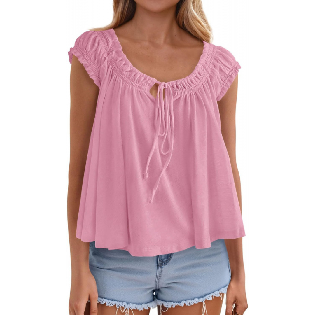SOLÈNE™ – Flowing Tie-Front Babydoll Tank Top