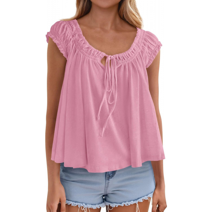 SOLÈNE™ – Flowing Tie-Front Babydoll Tank Top