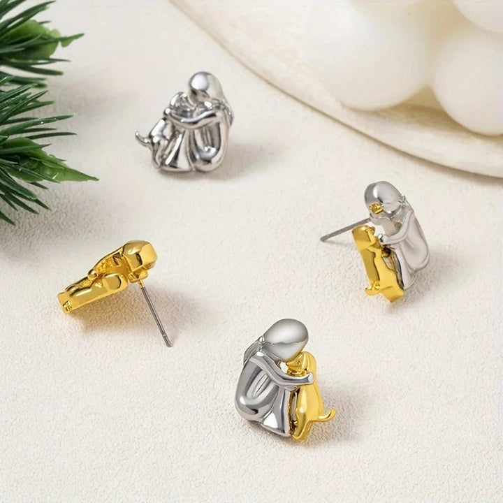 "Forever in Your Heart" Dog Hug Stud Earrings