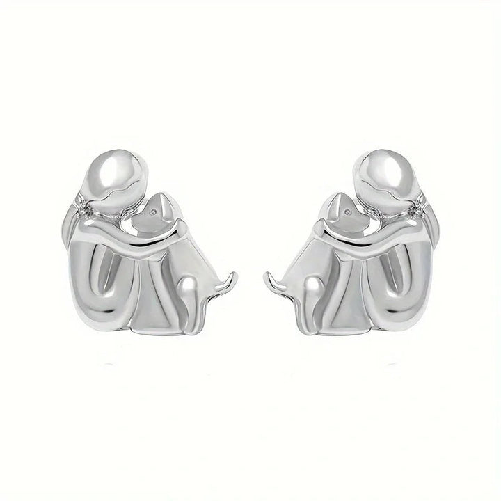 "Forever in Your Heart" Dog Hug Stud Earrings