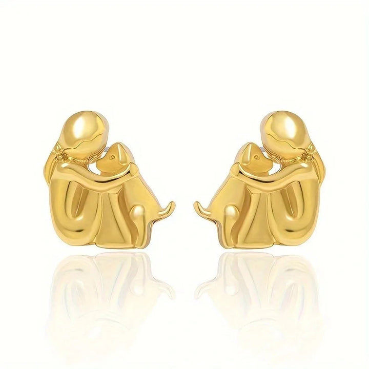 "Forever in Your Heart" Dog Hug Stud Earrings