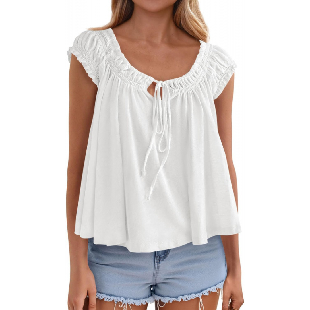 SOLÈNE™ – Flowing Tie-Front Babydoll Tank Top
