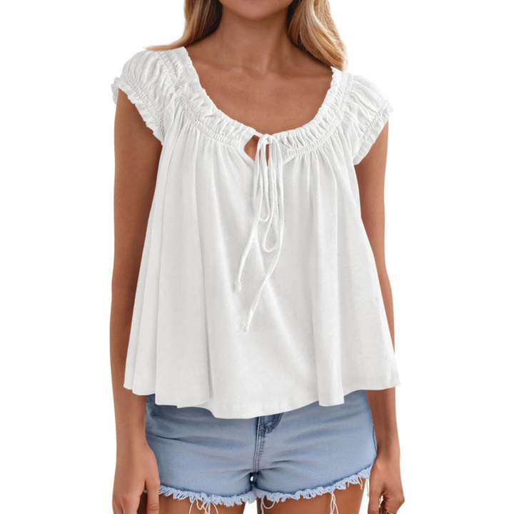 SOLÈNE™ – Flowing Tie-Front Babydoll Tank Top
