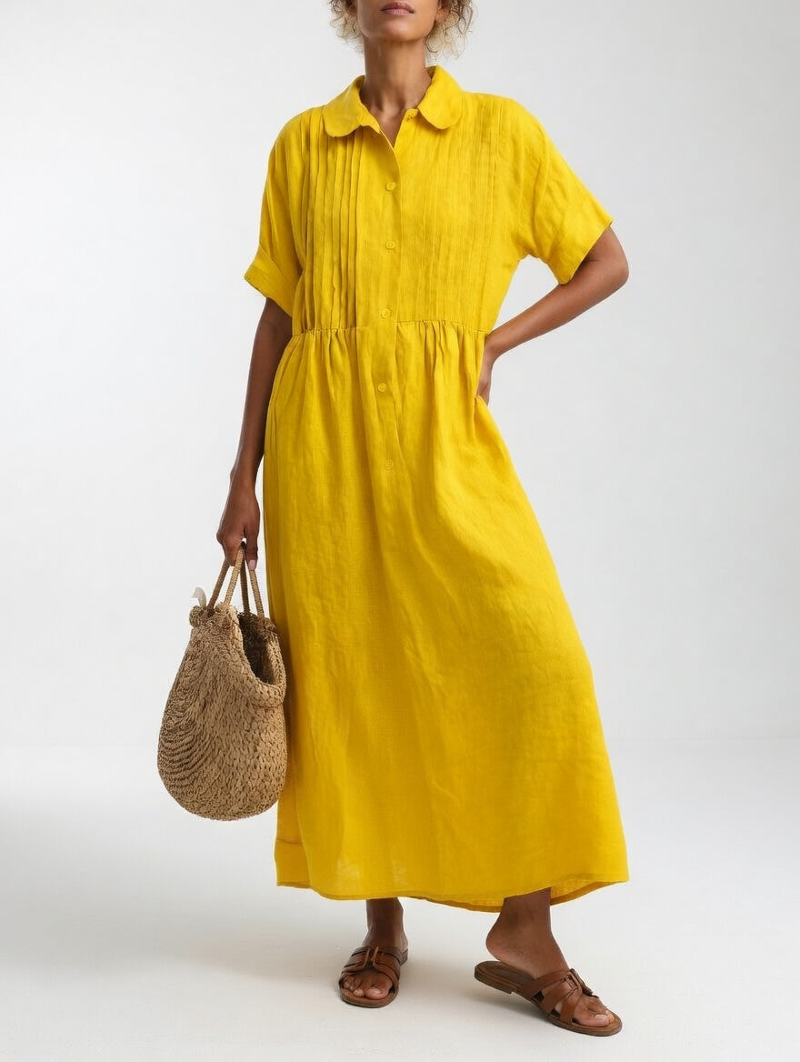 Elara™ | Linen Blend Shirt Dress