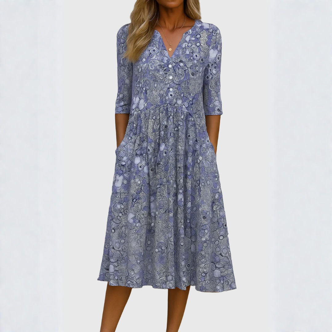 Harlow | Graceful V-Neck Elegance Midi Dress