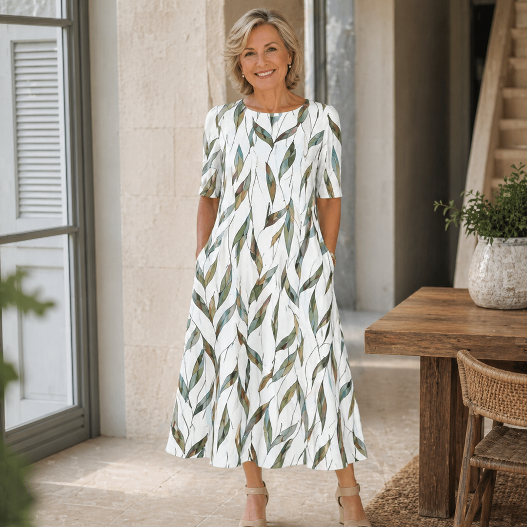 Sarah | Midi Floral Dress with Natural Elegance
