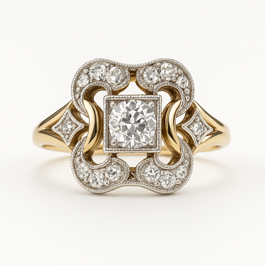 Vintage Zirconia Gold Ring