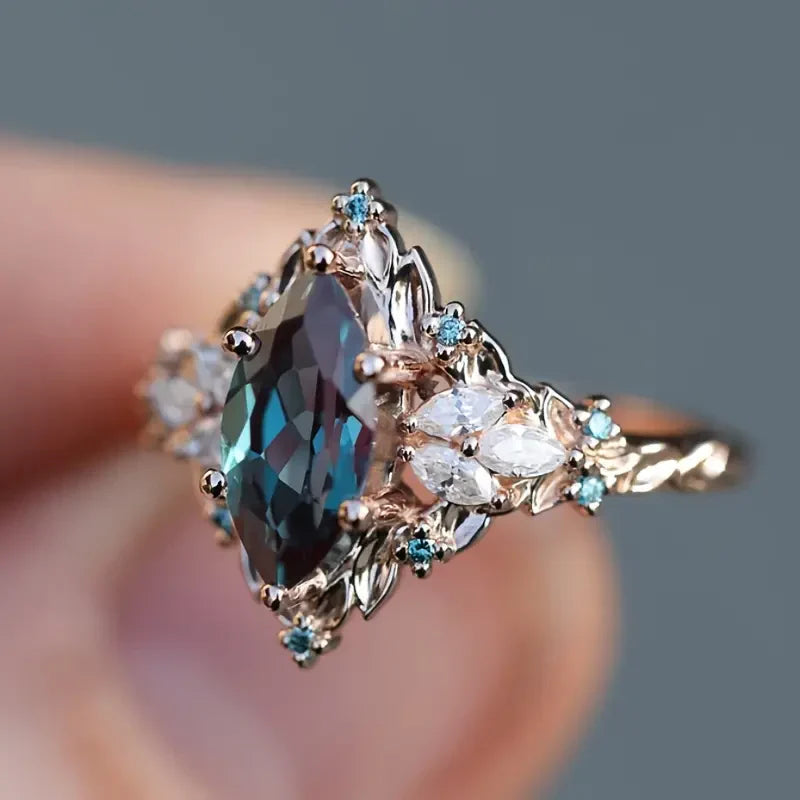 Blue Crystalline Exotic Ring