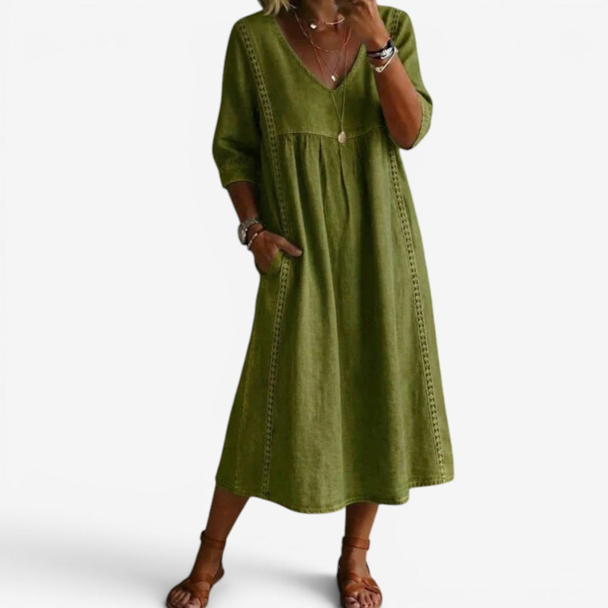 Carolline™ Summer Dress with Embroidery